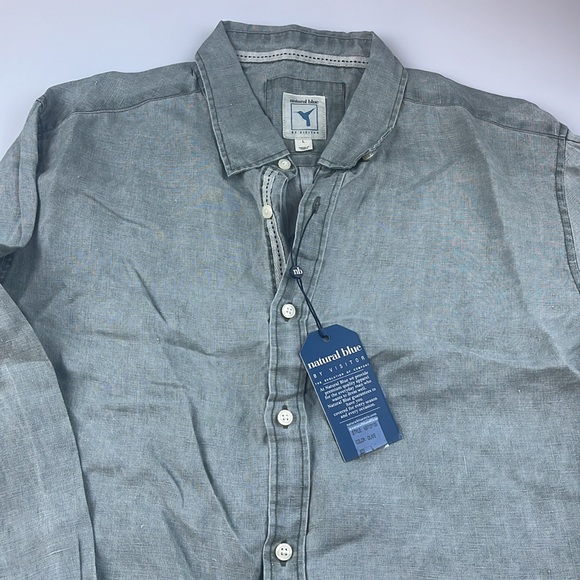 Natural Blue by Visitor Linen Button Down Shirt S113-6 - Picture 3 of 7